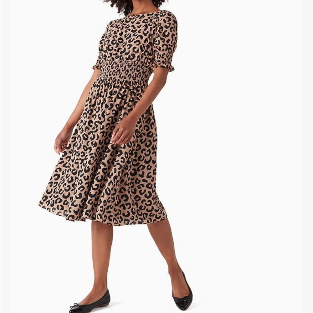 kate spade Brown and Black Leopard Print Midi Dress
